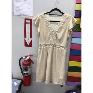 Cupshe women’s swim cover up dress size large fit flare eyelet floral sandy new